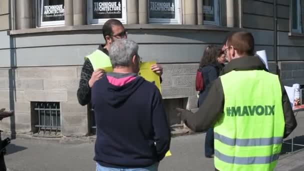 Strasbourg Francia Abril 2017 Agitación Política Mercado Francés Para Las — Vídeo de stock