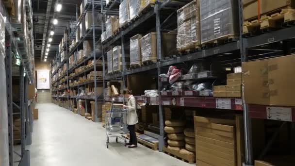 Θηλυκό πελατών στο κατάστημα επίπλων Ikea — Αρχείο Βίντεο