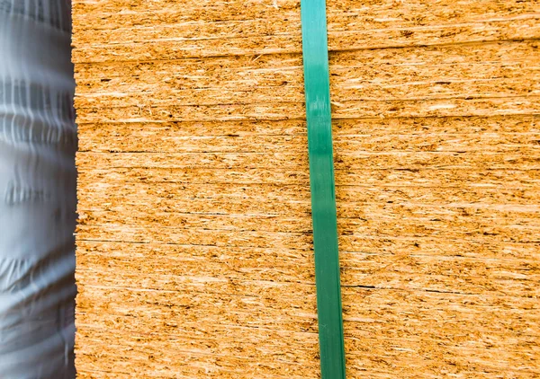 Particle board wood at construction site — Stock Photo, Image