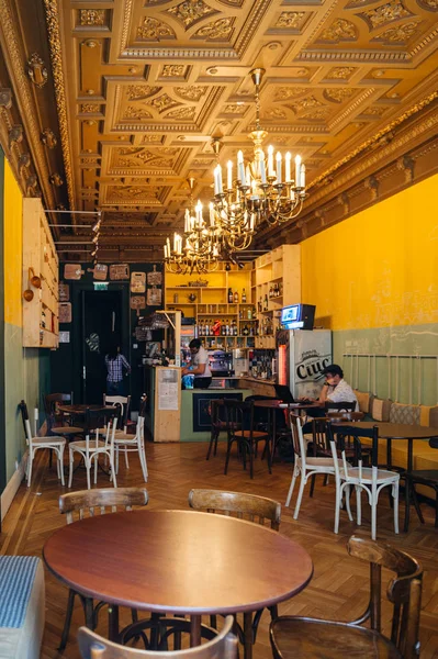 Interior of Bucharest bar with one customer — Stock Photo, Image