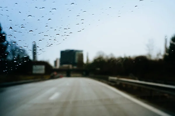 Lege Snelweg Een Zware Regenachtige Dag — Stockfoto