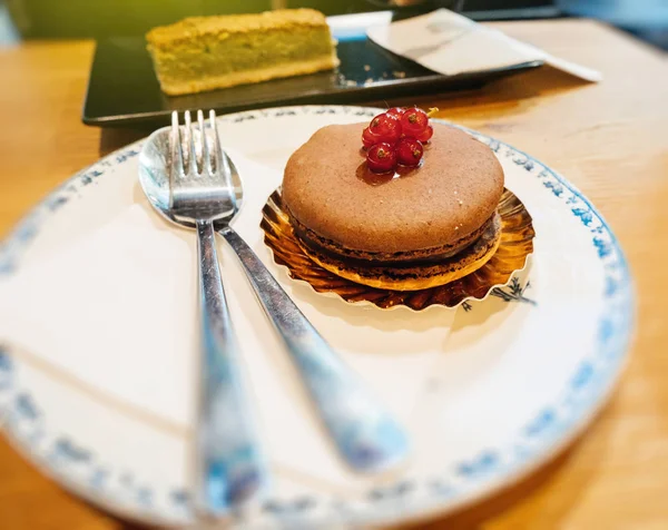 Fransız Tatlılar Macarons Glutensiz Yemekler Hizmet Fransız — Stok fotoğraf