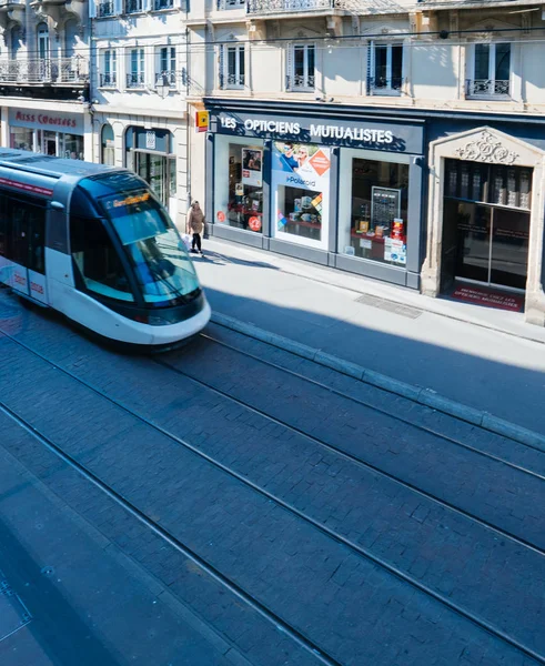 Tramway à Strasbourg d'en haut — Photo