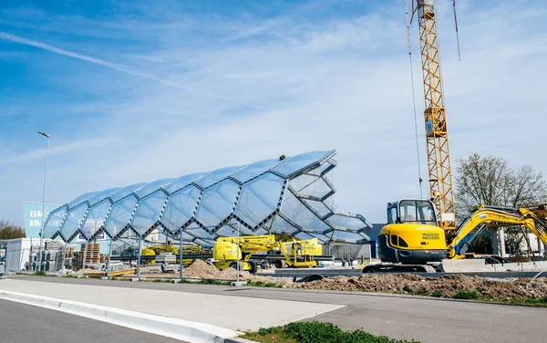 Construção de um edifício de lavagem de carros — Fotografia de Stock