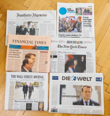 Emmanuel Macron Elec ile birden fazla uluslararası basın gazete