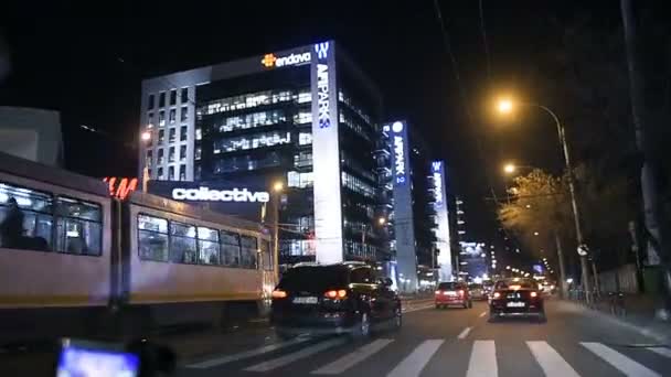 Bucharest Romanya 2016 Yaklaşık Bükreş Romanya Sürüş Gece — Stok video