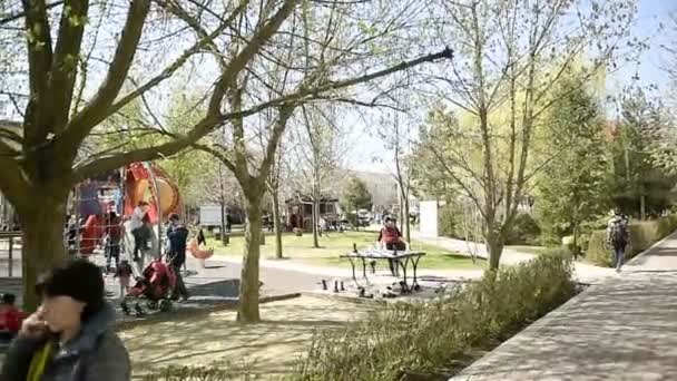 Bucharest Rumunia Circa 2017 Dzieci Bawiące Się Placu Zabaw Parku — Wideo stockowe