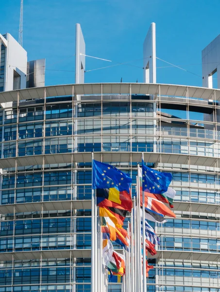 European Union Flag fly at half mast after Manchester terrorist — Stock Photo, Image