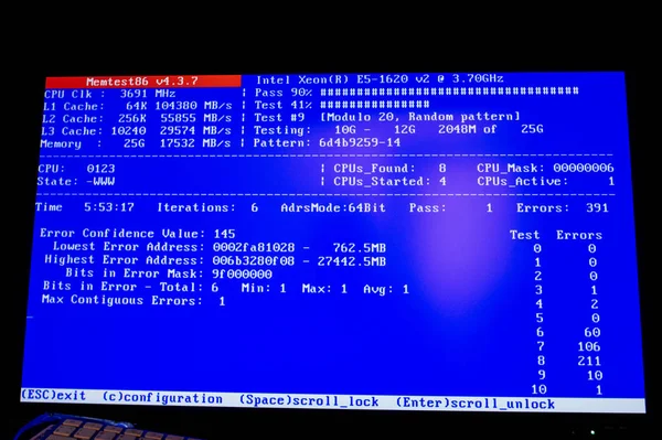 Bilgisayar ram test Dos yazılım tarafından — Stok fotoğraf