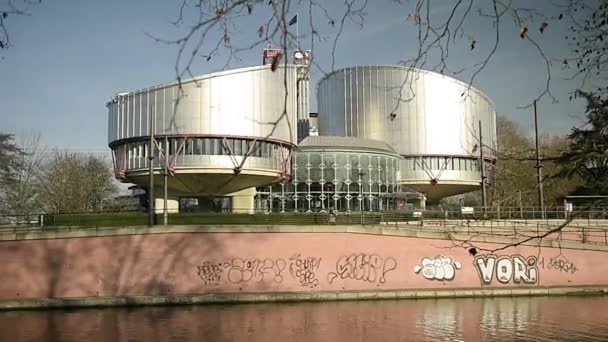 Strasburg Frankrike Circa 2017 Pan Från Europeiska Domstolen För Mänskliga — Stockvideo