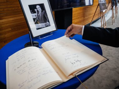 The book of condoleances for Helmut Kohl at European Parliament clipart