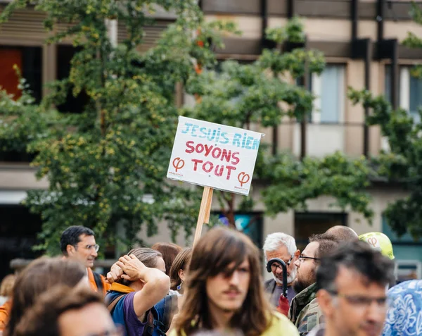 Je suis rien, sojons tout plakat i protest mot Macron — Stockfoto