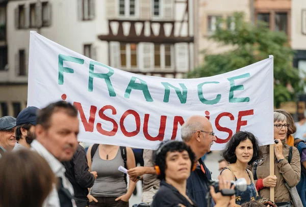 장 항의에 프랑스 insoumise 게시 — 스톡 사진