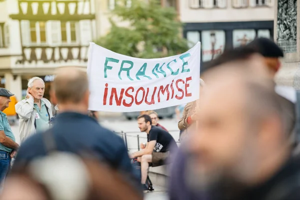France insoumise placard at protest in france — Stock Photo, Image