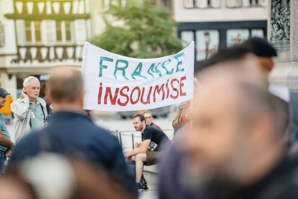 Francie insoumise cedulky v protestu ve Francii — Stock fotografie