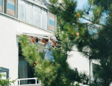 Güneş koruma tente pencere balckony üzerinde yükleme takım 