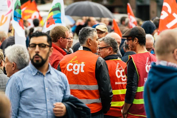 Manifestantes em França protestam contra a lei de Macron — Fotografia de Stock