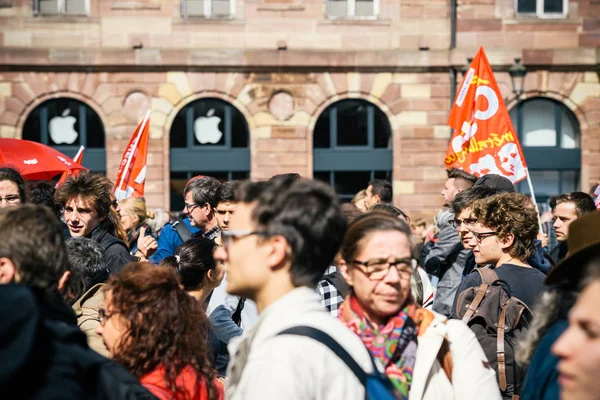 Place kleber politycznego marca podczas ogólnopolskiej francuski agai dzień — Zdjęcie stockowe