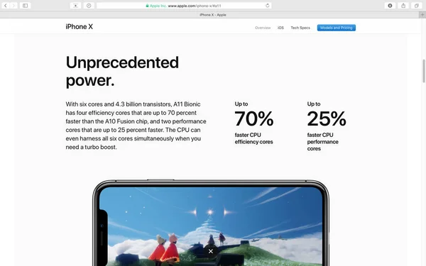 Stronie internetowej Apple prezentuje iphone X 10 — Zdjęcie stockowe