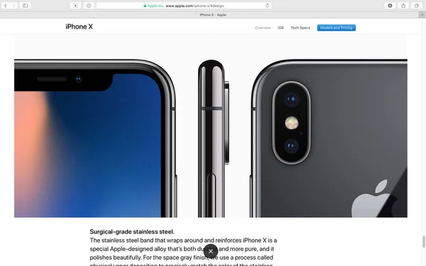 Apple website showcasing iPhone X 10 — Stock Photo, Image