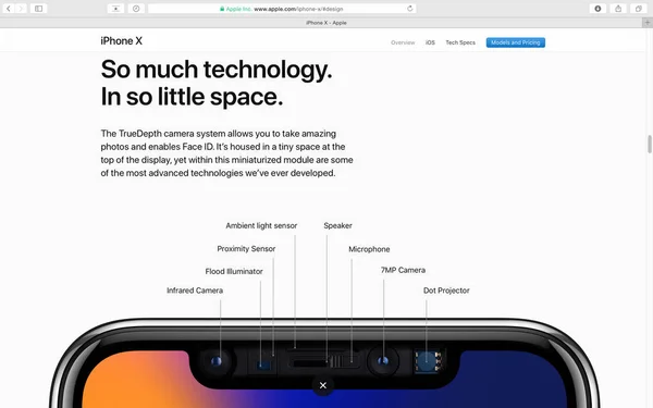 Stronie internetowej Apple prezentuje iphone X 10 — Zdjęcie stockowe