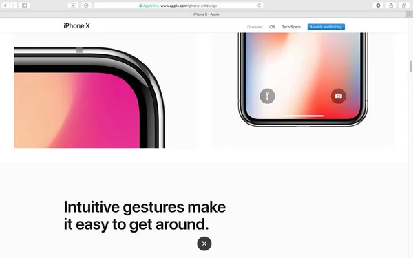 Sitio web de Apple mostrando iPhone X 10 — Foto de Stock