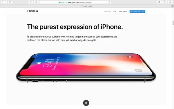 Site da Apple mostrando iPhone X 10 — Fotografia de Stock