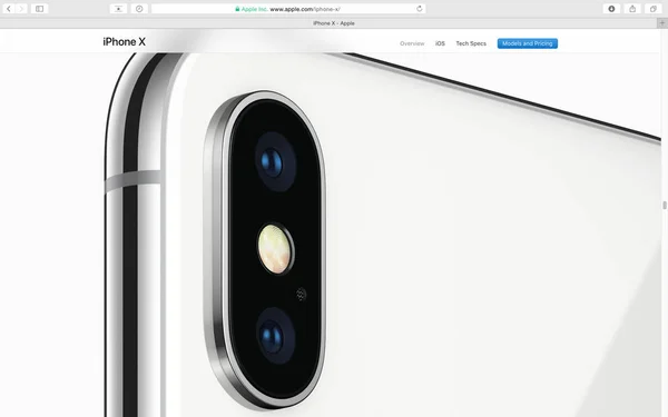 Sitio web de Apple mostrando la cámara del iPhone X 10 —  Fotos de Stock