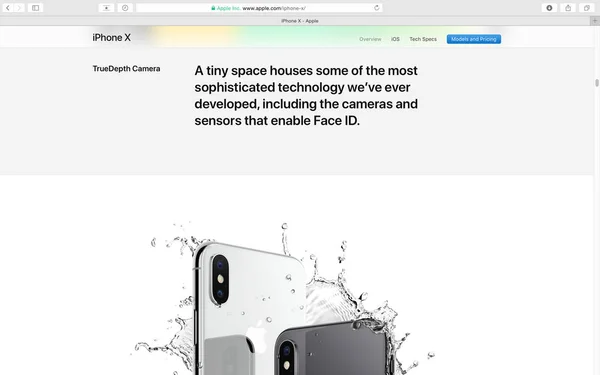 Stronie internetowej Apple prezentuje iphone X 10 — Zdjęcie stockowe