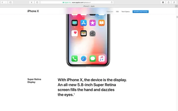 Site da Apple com iPhone X 10 tela oled — Fotografia de Stock