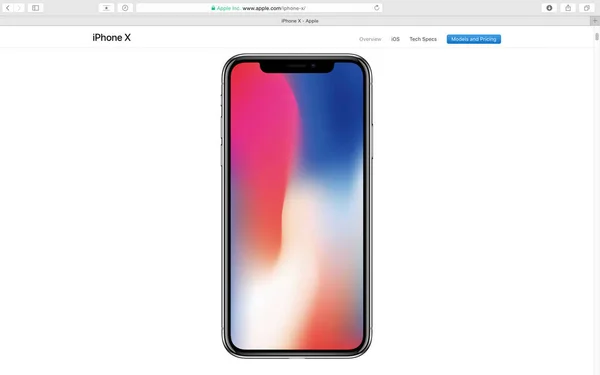 Stronie internetowej Apple prezentuje iphone X 10 — Zdjęcie stockowe