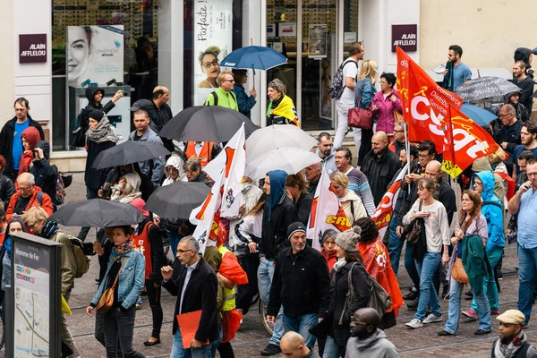 Manifestantes en el día de protesta nacional francés — Foto de Stock