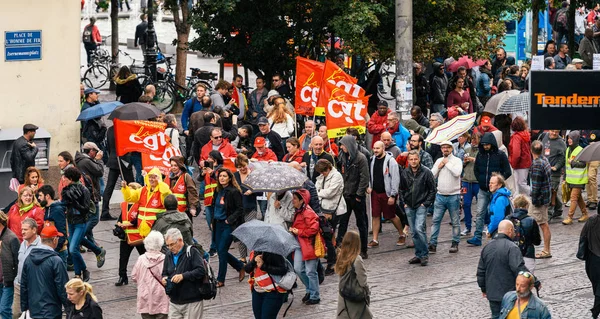 Protesters at French Nationwide day of protest — Stock Photo, Image