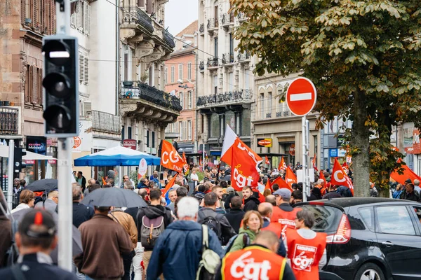 Demonstranten beim landesweiten Protesttag in Frankreich — Stockfoto
