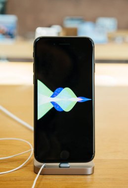 Apple logo Demo Mode on OLED screen of the New iPhone 8 and iPho clipart