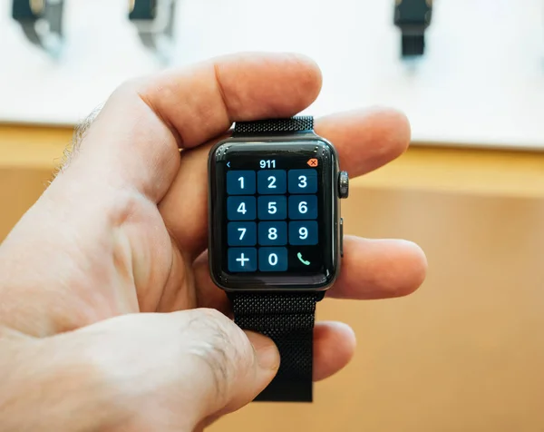 New Apple Watch Series 3 dial number apple watch phone number ce — Stock Photo, Image