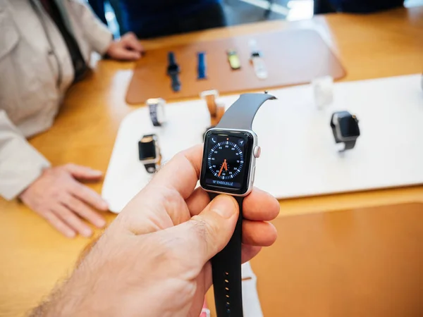 New Apple Watch Series 3 smartwatch watch face Stock Editorial