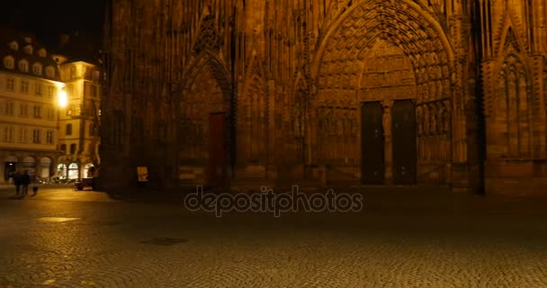 Catedral de Estrasburgo después de los ataques en París — Vídeos de Stock