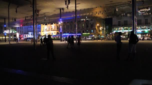 People walking under the Vieux Port — Stock Video