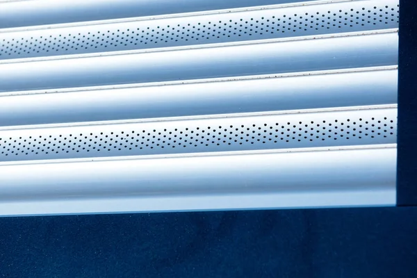 Metallic outdoor window blinds detail — Stock Photo, Image