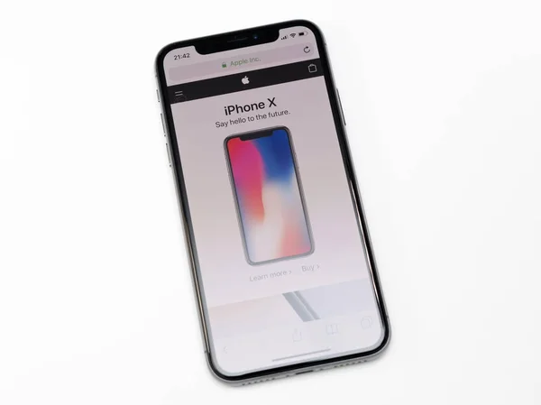 Apple iPhone X 10 com o site da Apple — Fotografia de Stock