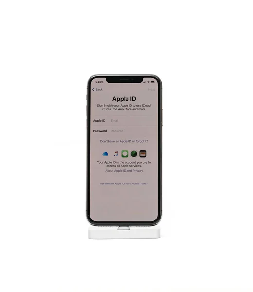 Apple iphone X smartphone geïsoleerd witte achtergrond Apple Id — Stockfoto