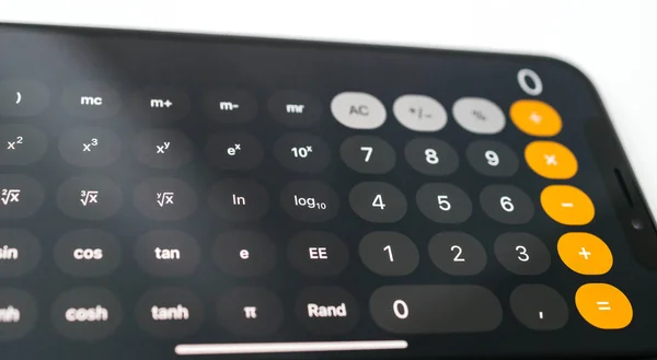 Calculator App on the new Apple iPhone X smartphone — Stock Photo, Image