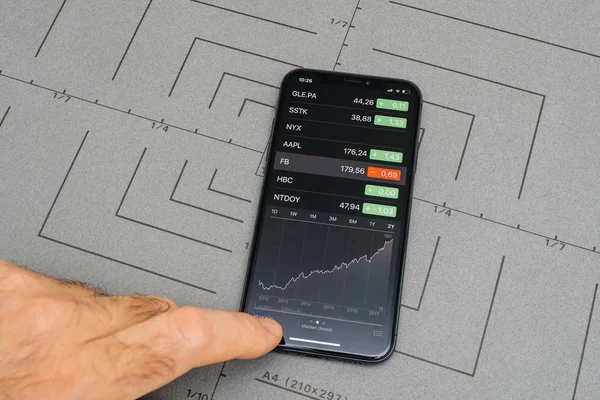 Ingesteld op iphone X 10 app toepassing software beurs gezicht — Stockfoto