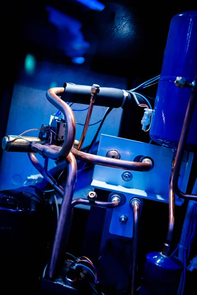 Kék Színű Belső Öntött Légkondicionáló Rendszer Egység Csövek Csővezetékek — Stock Fotó
