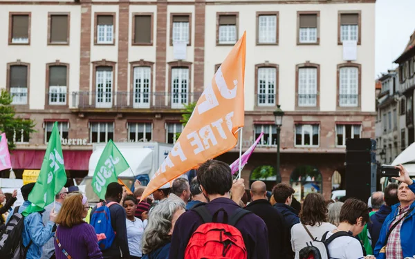 Στρασβούργο Γαλλία Μαΐου 2015 Άνθρωποι Συγκέντρωσης Στην Πορεία Για Τον — Φωτογραφία Αρχείου