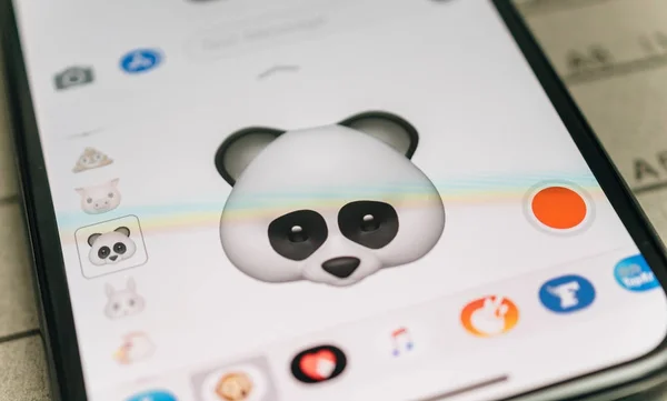 Panda oso 3d animoji emoji generado por Face ID iphone facial — Foto de Stock