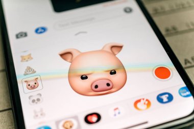 Domuz hayvan 3d animoji emoji yüz kimliği yüz iphone tarafından oluşturulan 