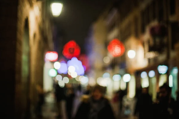 Defocused Megtekintése Karácsonyi Vásár Fények Bokeh Strasbourg Franciaország — Stock Fotó