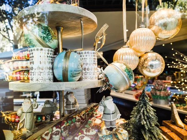 Schöne Traditionelle Weihnachtsdekoration Einer Spanischen Bäckerei Die Während Der Winterferien — Stockfoto